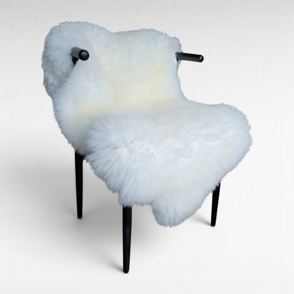 Genuine Sheepskin Rug Big Dense Natural Off-White Color Tan Spot 48" x 33"